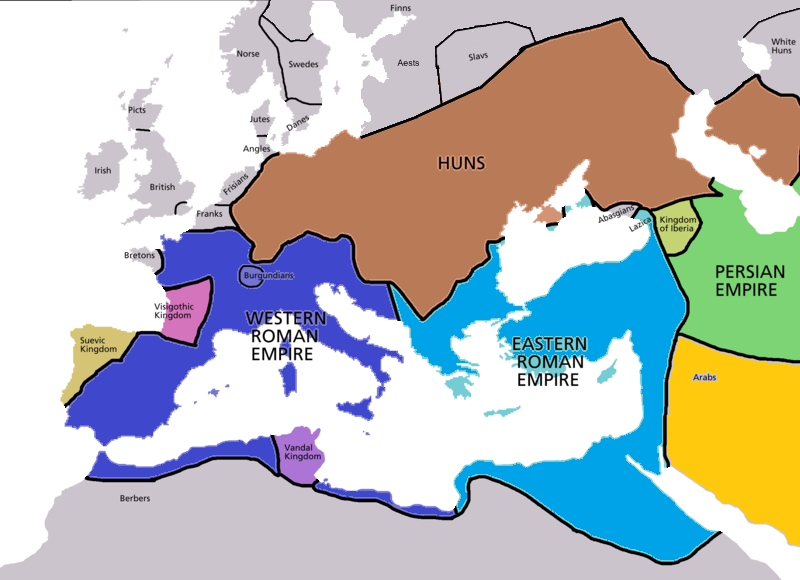Mapa de Europa en el siglo V